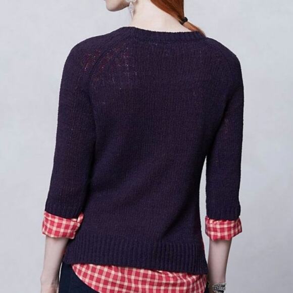 Moth Anthropologie Purple Embroidered Preppy Saddleback Horse Sweater Small Twee - Picture 2 of 14